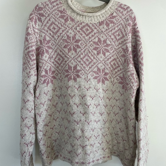 Sweaters - Women's Pink and Cream  vintage Sweater